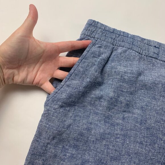 Old Navy Blue Chambray Linen Blend Tapered Straight Leg Pant XL - Picture 3 of 7